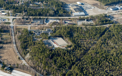 Ilmakuva kohdistuen Kalannin koulun ympäristöön