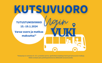 Kutsuvuoron tutustumisviikko 15.-19.1.2024 - Matkaa maksutta tämän viikon aikana.