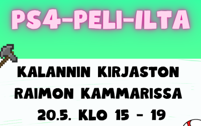 PS4-peli-ilta Kalannin kirjastossa 20.5. klo 15 - 19
