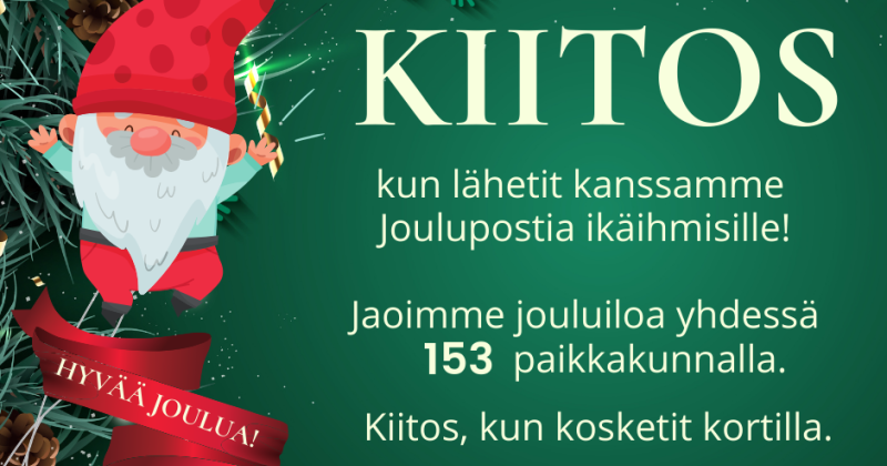 Joulupostia ikäihmisille kiitoskortti Kiitoskortti Joulupostia ikäihmisille Siskot ja Simot