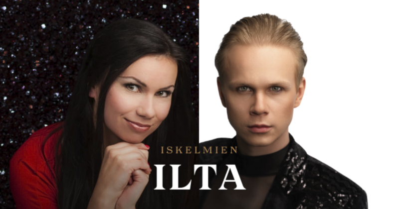 Nainen ja mies, mustavalkoinen tausta