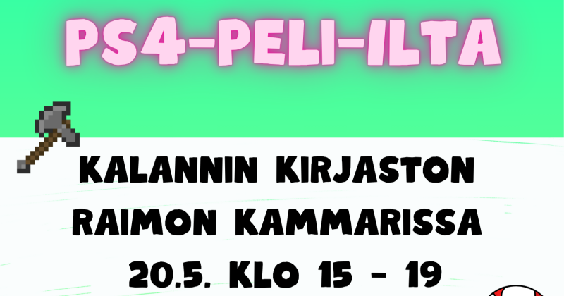 PS4-peli-ilta Kalannin kirjastossa 20.5. klo 15 - 19