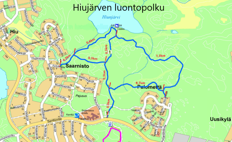 Hiun ulkoilureitin kartta