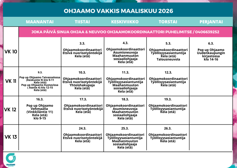 Ohjaamon kalenteri 3/26